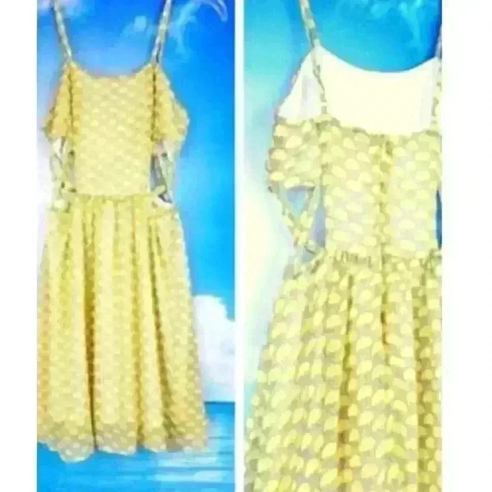 RACHAEL & CHLOE Womans YELLOW Juniors Summer SUN Dress BUTTERFLY Print size Sm - Picture 4 of 6